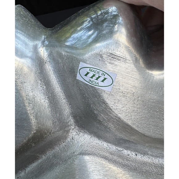 8" x 11" Polished Pewter Christmas Tree Compartment Serving Dish India IHI -S53 - Picture 8 of 8